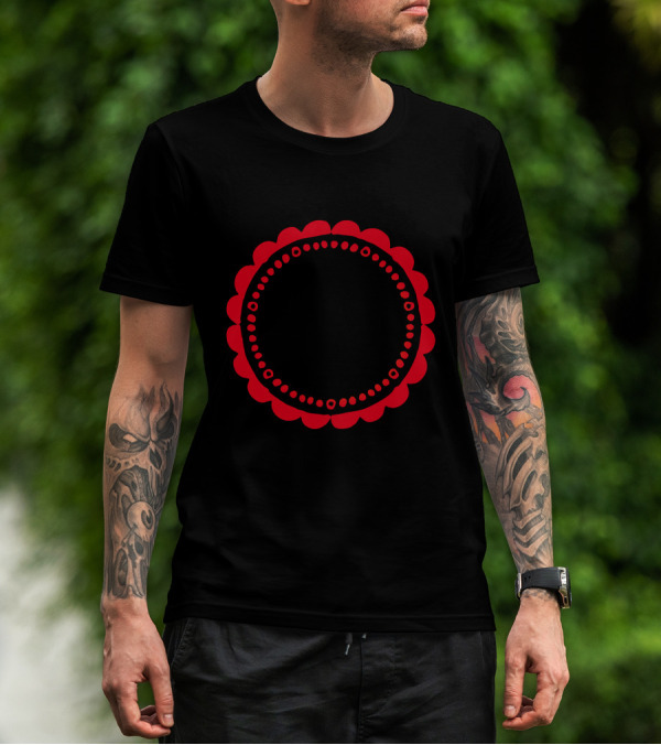 My Papa My World Red Scalloped Circle Typography T-Shirt