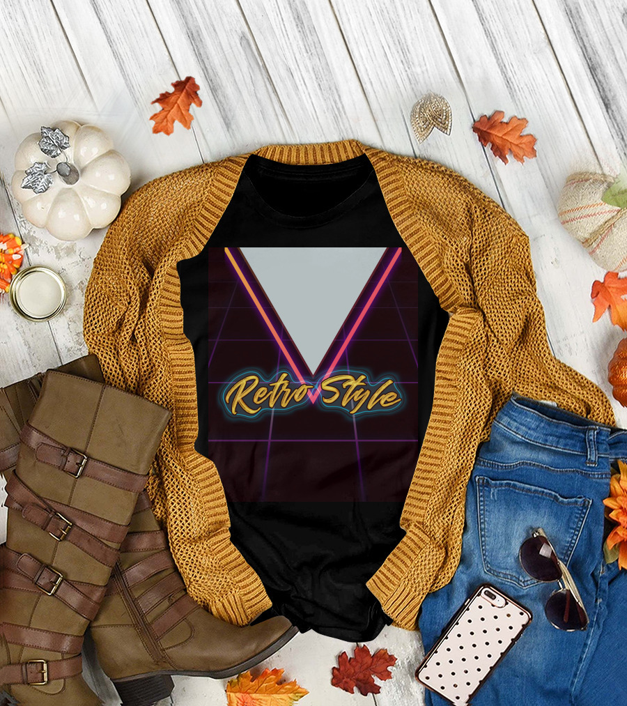 Retro Style Funky 80s Neon Grid T-Shirt