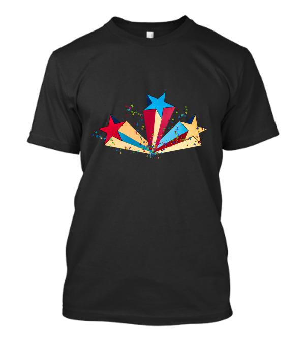 Unique Colorful Starburst Red Blue Yellow Explosion T-Shirt