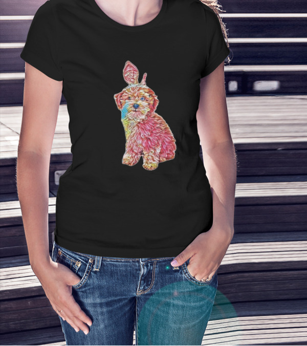 A Cute Little Havanese Puppy Psychedelic Colorful T-Shirt
