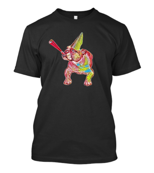 Colorful Bulldog With Party Hat And Horn T-Shirt