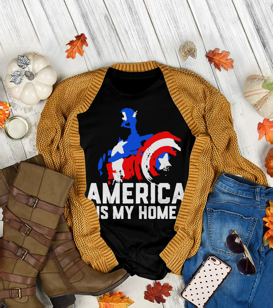 America Is My Home Captain America Shield 4th of July T-Shirt
