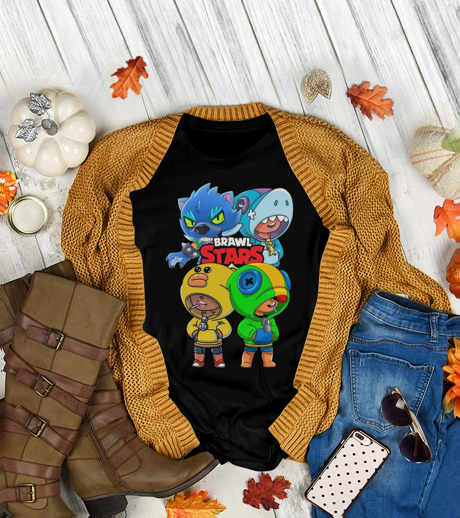 Brawl Stars Leon Spike and Poco Characters T-Shirt