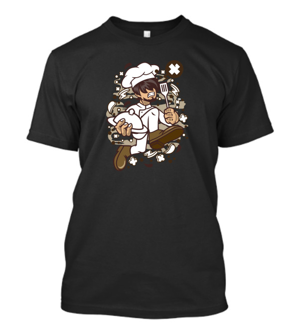 Chef Running With Utensils And Serving Dish In Action T-Shirt