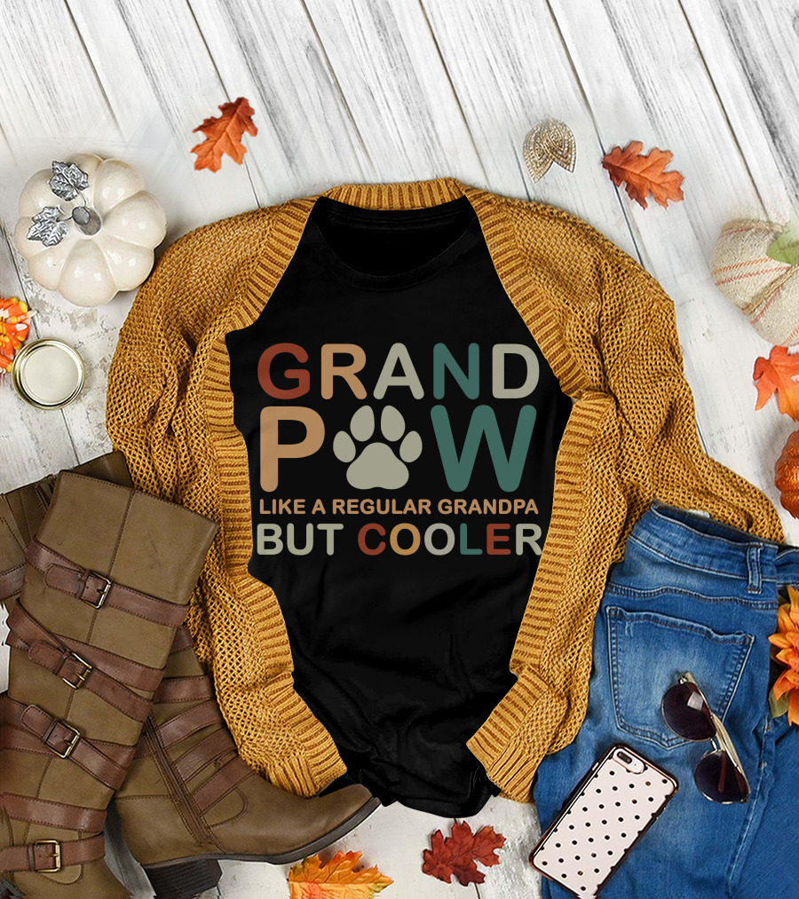 Grand Paw Like a Regular Grandpa But Cooler Paw Print Fun T-Shirt