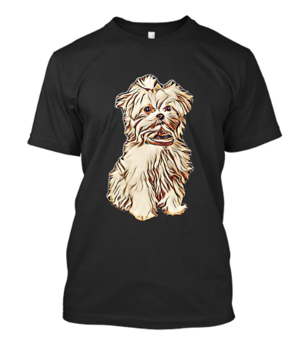 Maltese Puppy Rhinestone Look T-Shirt