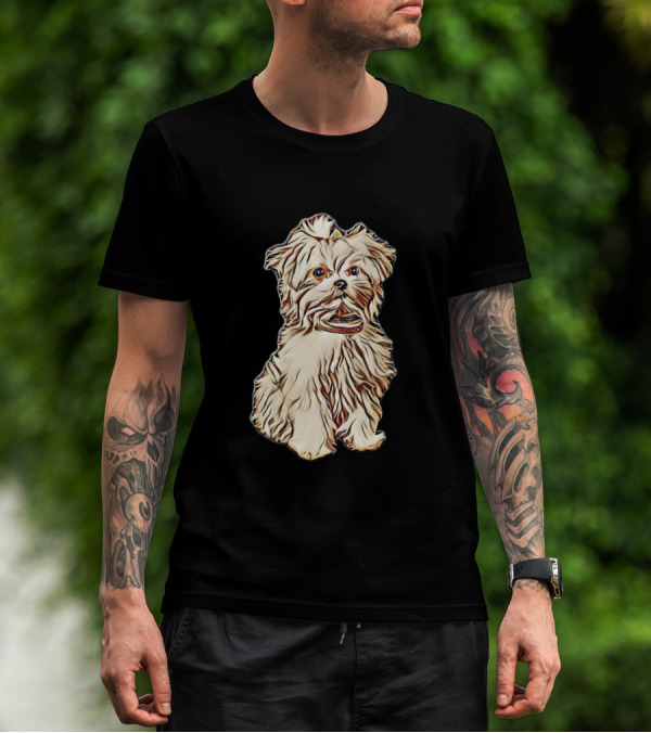 Maltese Puppy Rhinestone Look T-Shirt