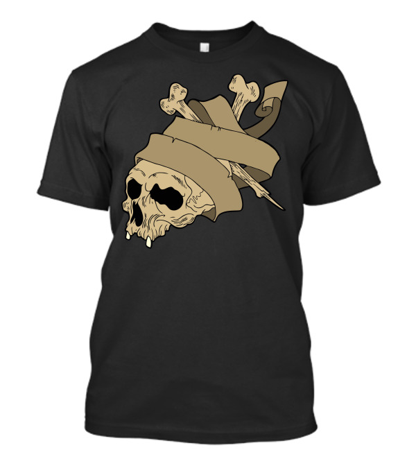 Rebel Skull Bones And Banner Wrapping T-Shirt