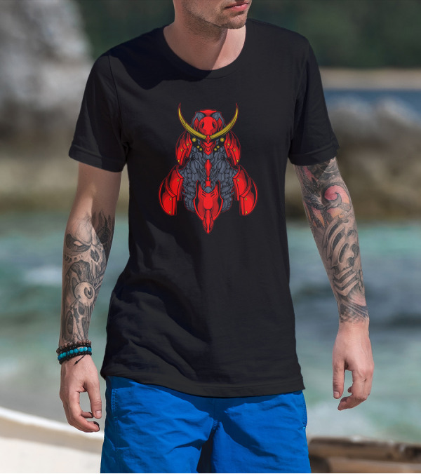 Red Samurai Robot Armor Warrior T-Shirt