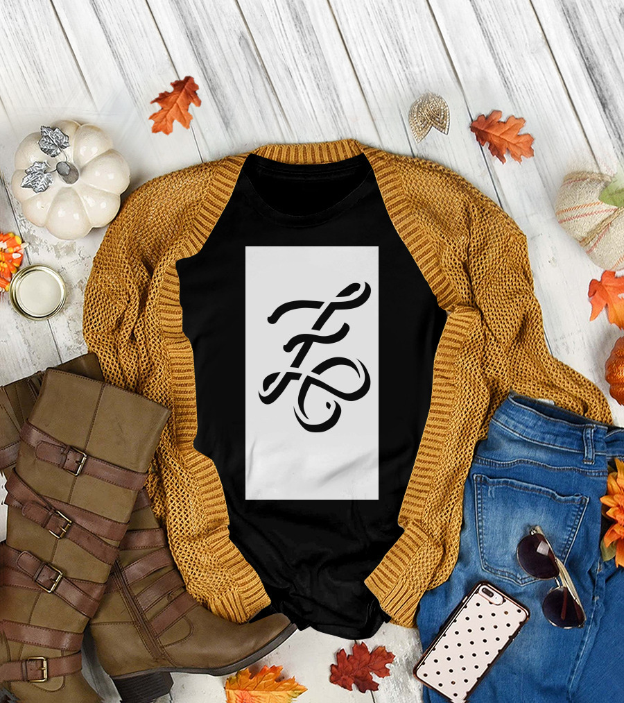 Untitled22 Ornate Script Initials Z and F T-Shirt