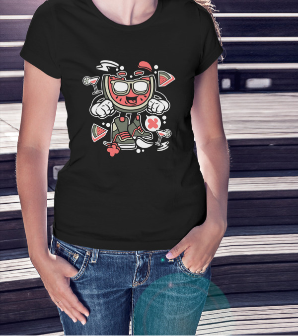 Watermelon Cool Sunglasses Fun With Drinks And Sneakers T-Shirt