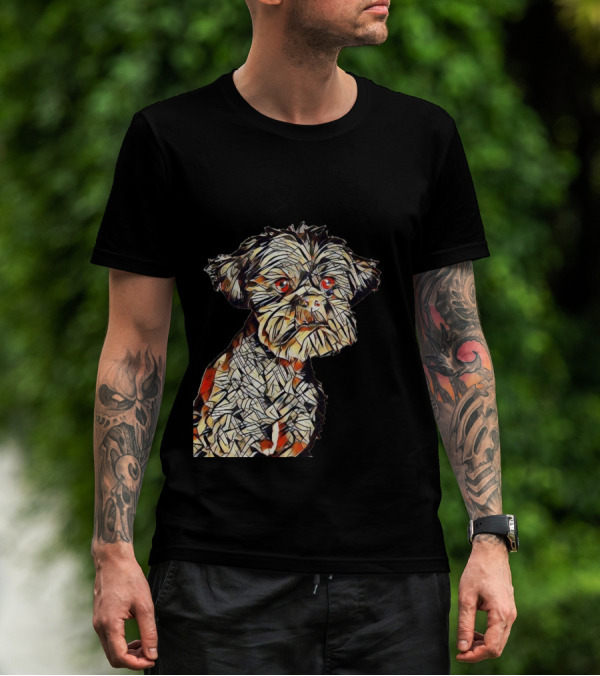A Closeup Of A Curious And Intricately Patterned Dog With Red Eyes T-Shirt