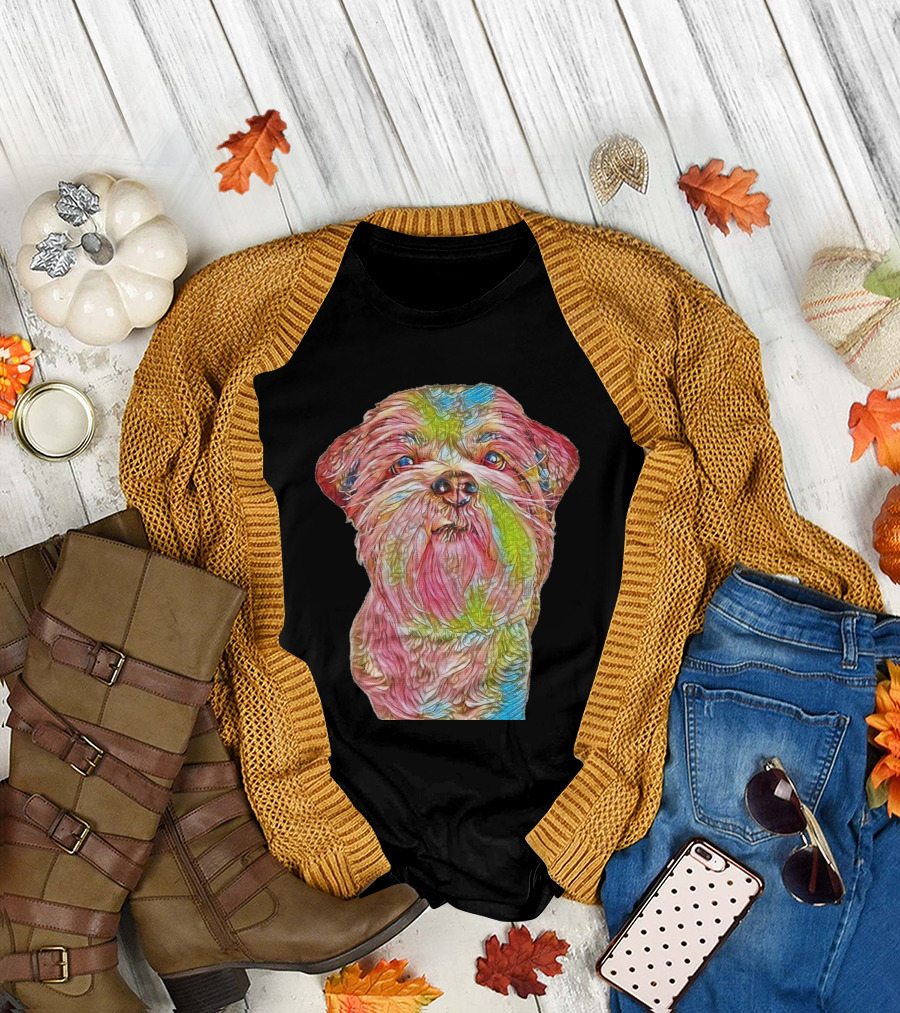 Lhasa Apso Dog Colorful Closeup T-Shirt