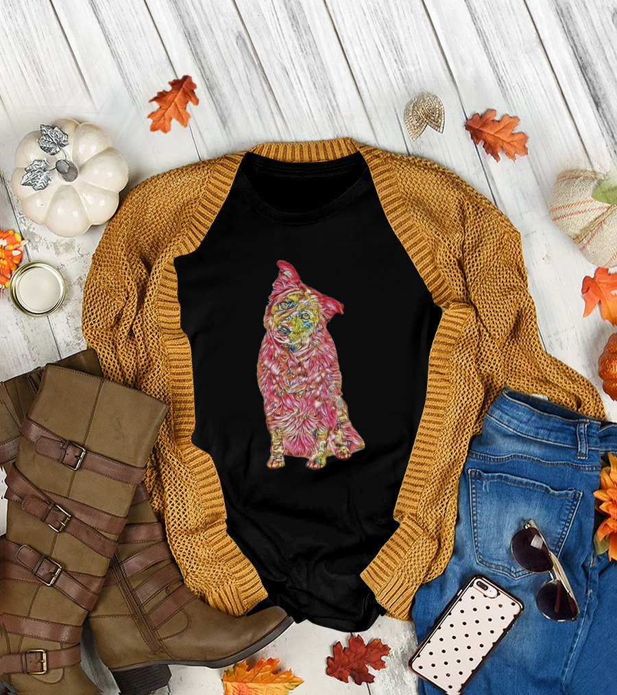 Colorful Curious Australian Shepherd T-Shirt