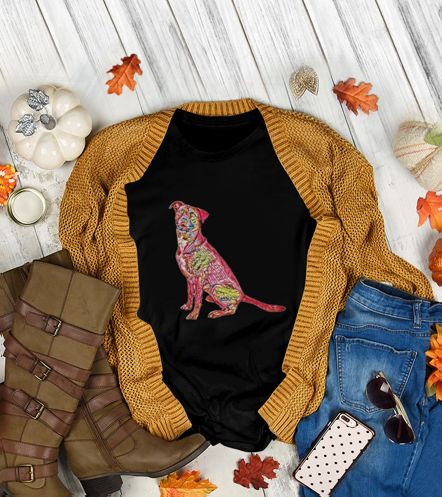 A Cute Large Mixed Breed Dog Vibrant Colorful T-Shirt