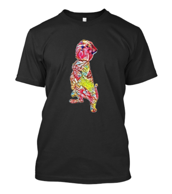 Friendly Colorful Lhasa Apso Dog Begging T-Shirt