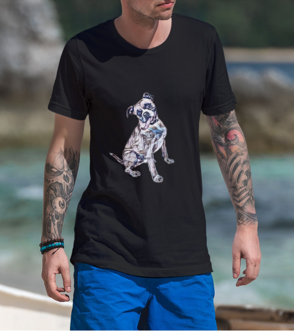 A Funny Boxer Mixed Breed Dog Sketch T-Shirt