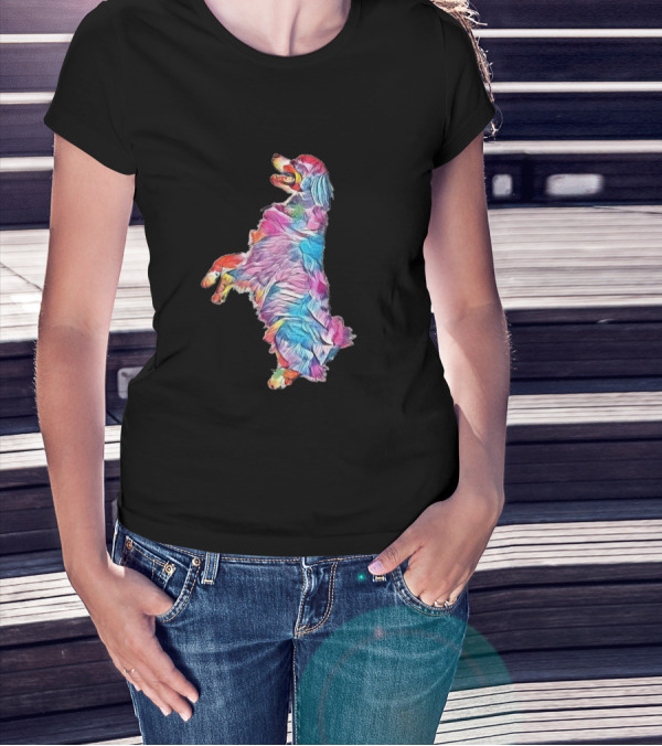 Colorful Playful Bernese Dog In Motion T-Shirt