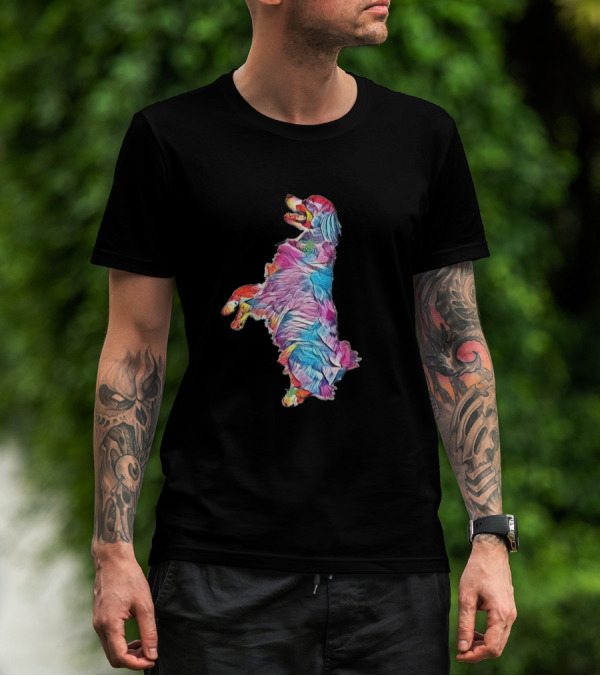 Colorful Playful Bernese Dog In Motion T-Shirt