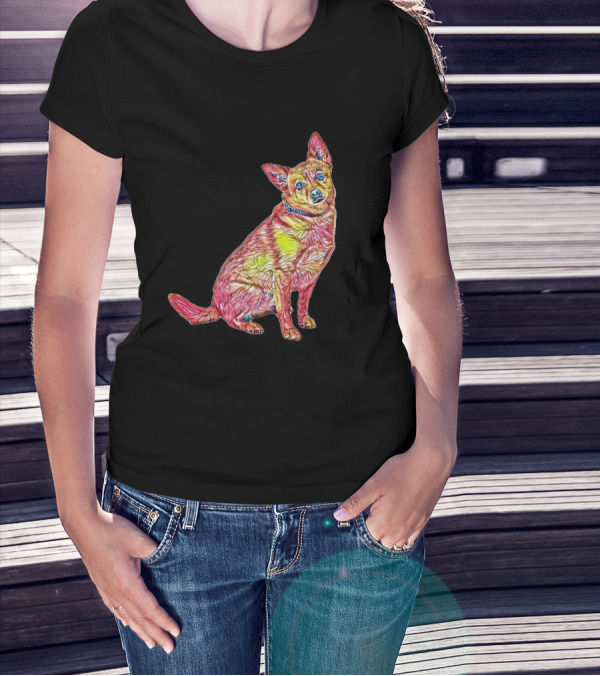 A Medium Size Young Chihuahua In Vibrant Colors T-Shirt