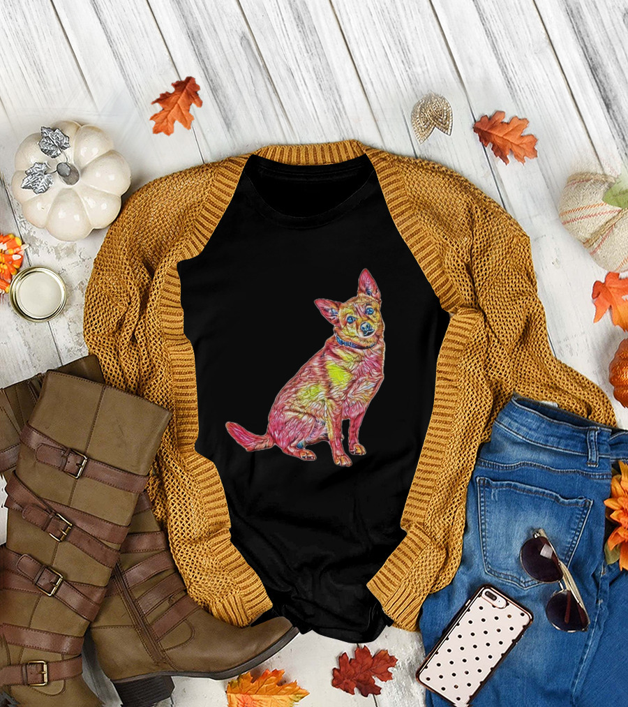 A Medium Size Young Chihuahua in Vibrant Colors T-Shirt