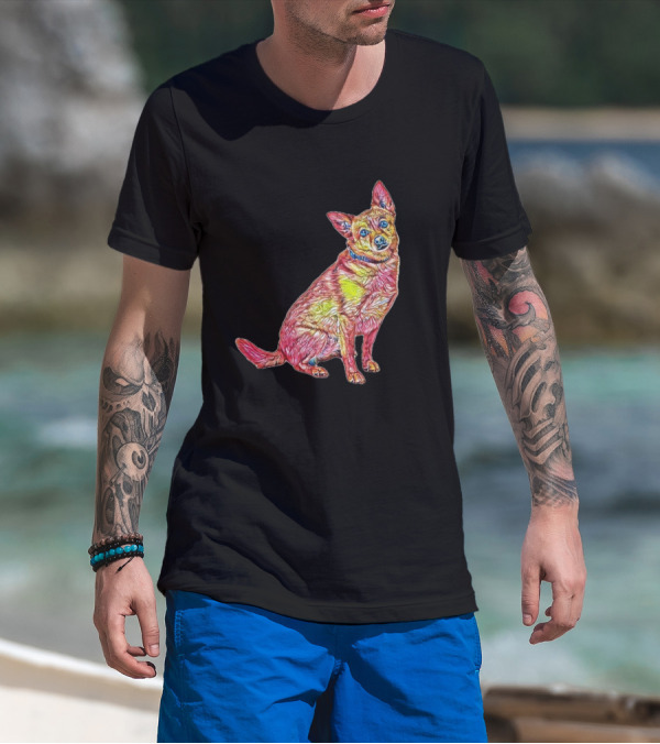 A Medium Size Young Chihuahua In Vibrant Colors T-Shirt