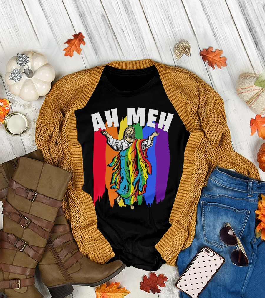 Ah Meh Jesus in Rainbow Colors T-Shirt