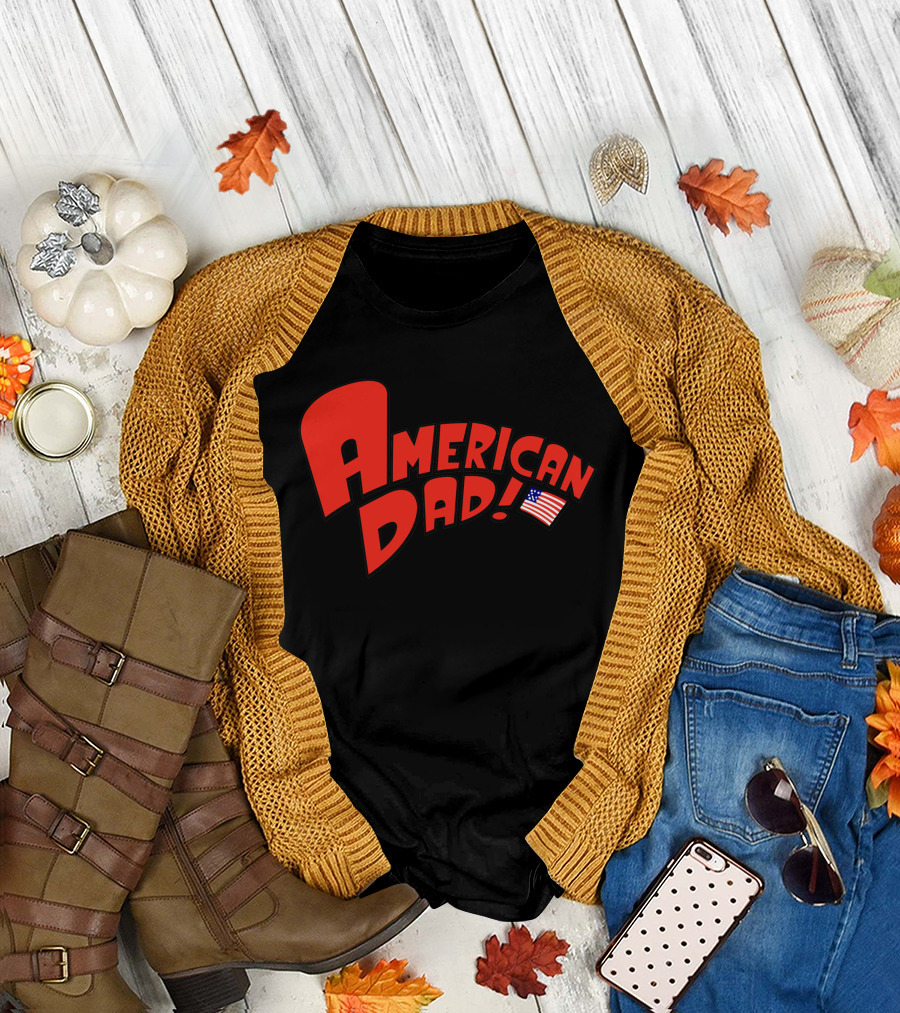 American Dad Patriotic Logo with Flag T-Shirt