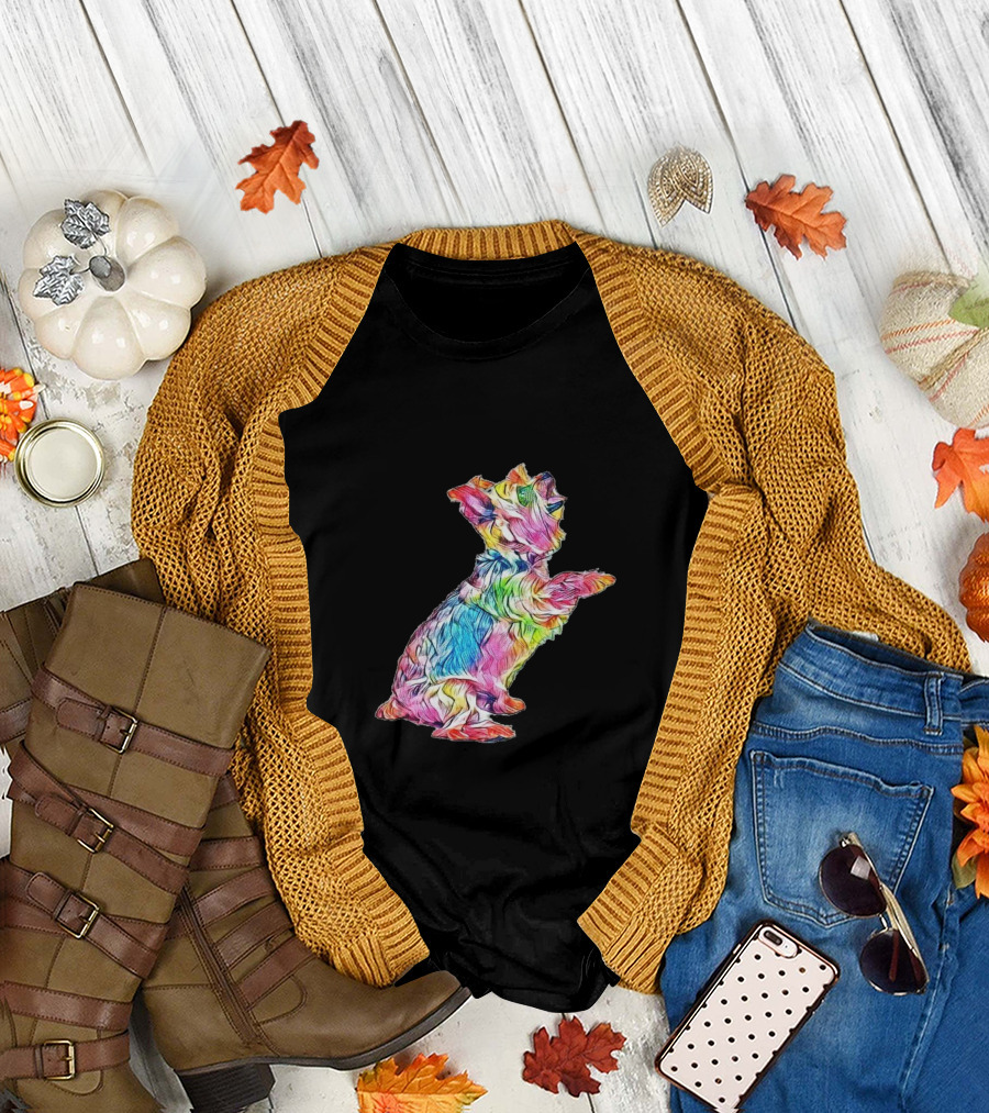 A Playful and Colorful Attentive Yorkshire Terrie T-Shirt