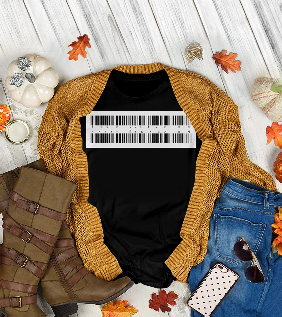 Stop Consuming Start Producing Barcode 00 T-Shirt