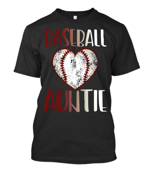 BASEBALL AUNTIE HEART SHAPE STITCHED BALL T-Shirt
