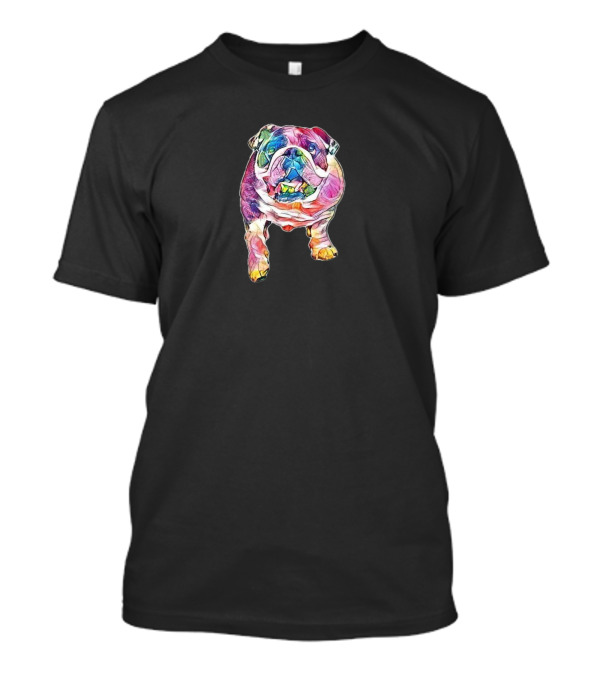 Colorful Abstract Closeup Of Bulldog Walking T-Shirt