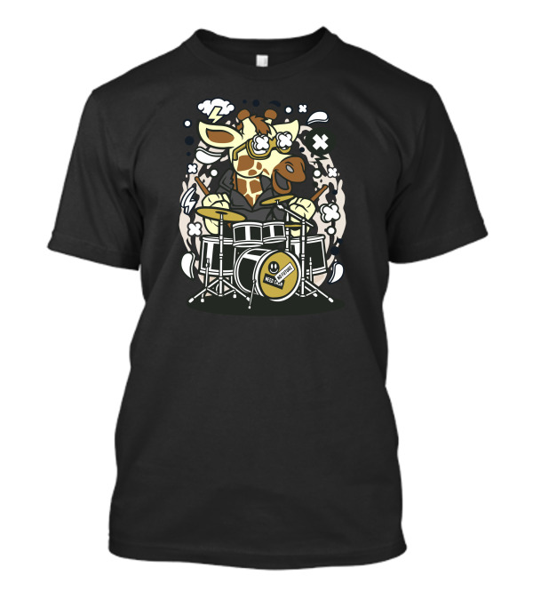 Need Anywhere Giraffe Drummer With Goggles And X Eyes Playing Drums T-Shirt