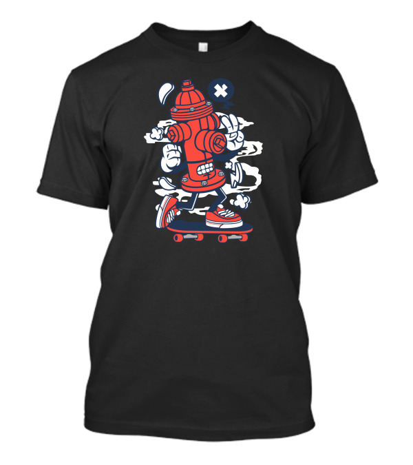Skateboarding Fire Hydrant Cartoon With Gloves And Sneakers T-Shirt