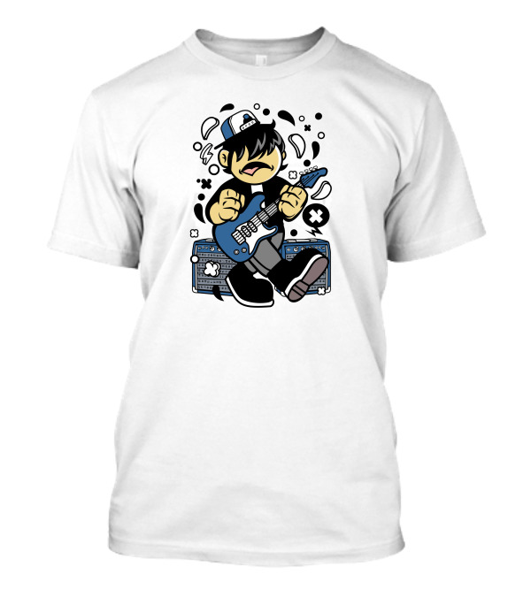 Kid Rockstar Blue Guitar With Cap And Amplifiers T-Shirt