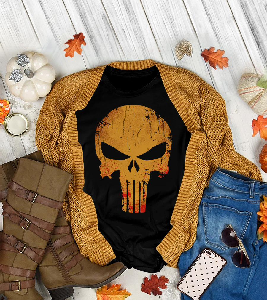 Distressed Punisher Skull Look T-Shirt