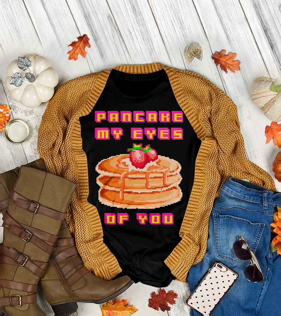 Pancake My Eyes Of You Pixel Art Stack with Strawberries T-Shirt