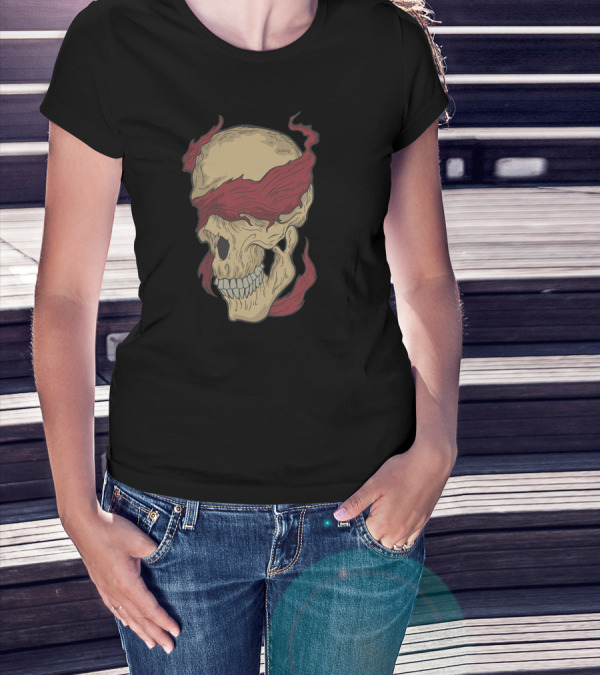 Skull Wrapped In Red Flames T-Shirt