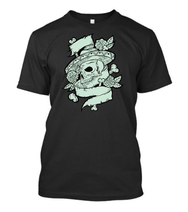 Skull Tattoo Sombrero Roses And Bones T-Shirt