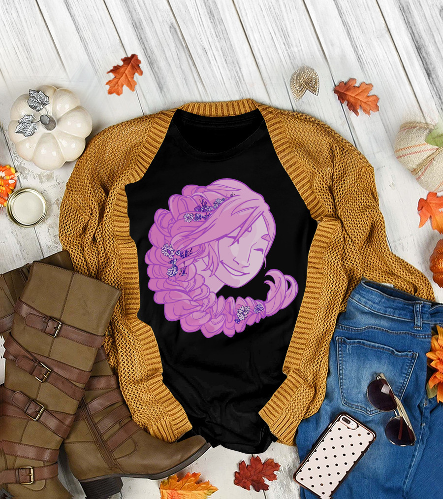 The Happy Pink Haired Girl with Floral Braid T-Shirt
