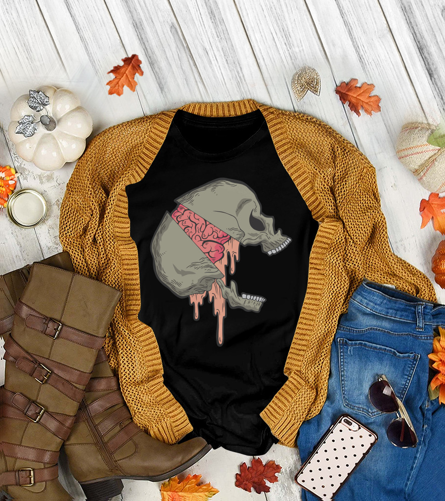 The Skull Split with Brain Dripping Out T-Shirt