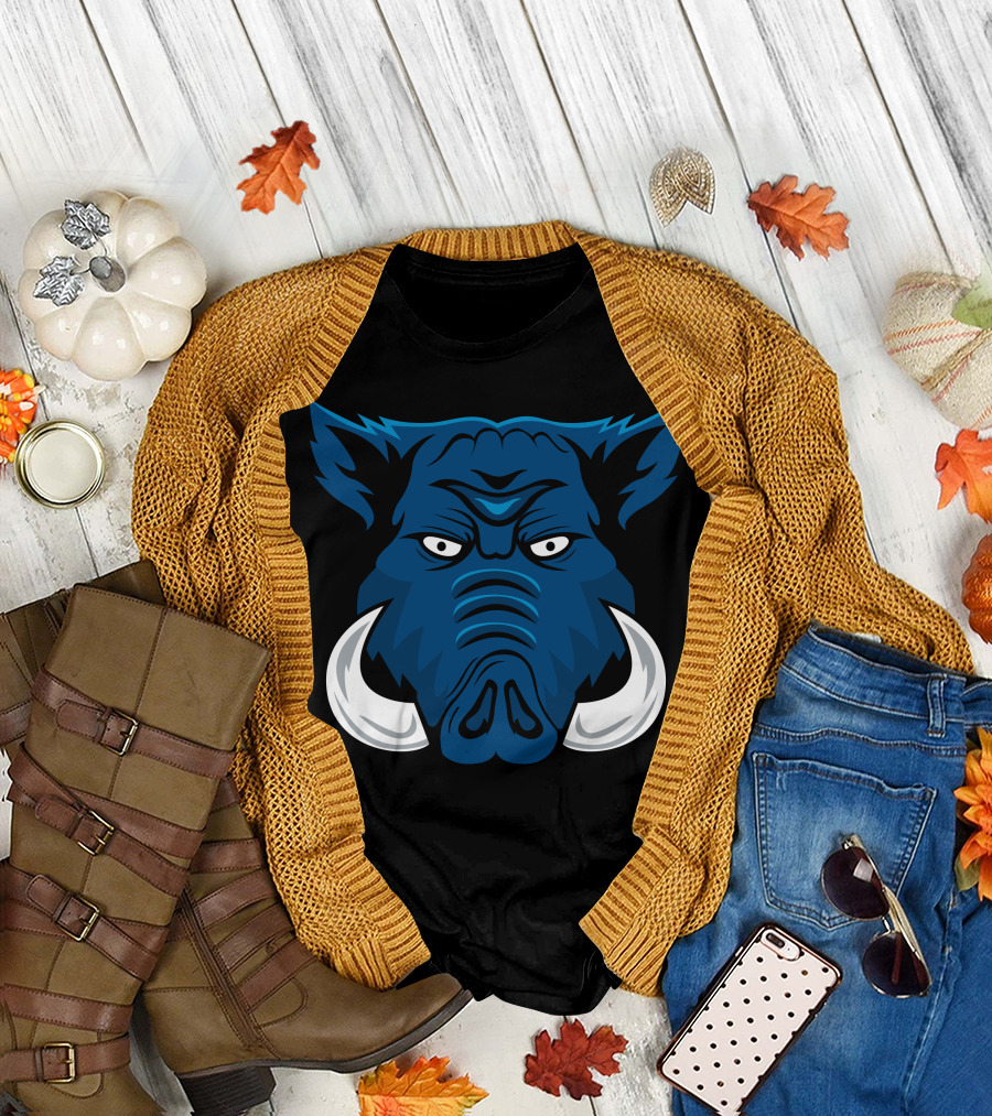 Wild Boar Blue Fierce Face T-Shirt