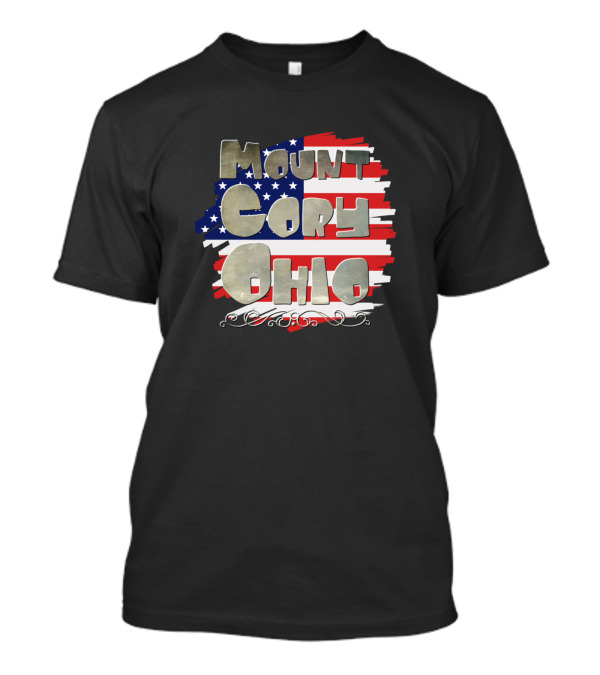 Mount Cory Ohio American Flag Background T-Shirt