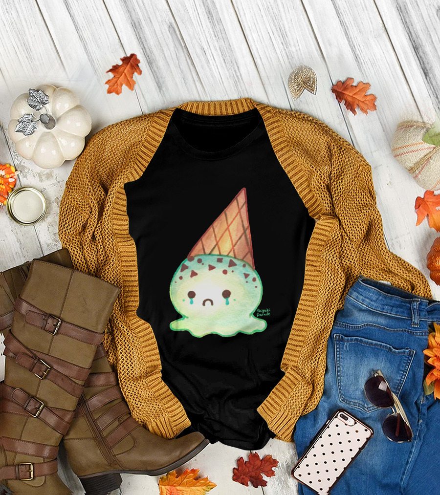 Sad Mintcone Taiyaki Parade Cute Ice Cream Cone T-Shirt