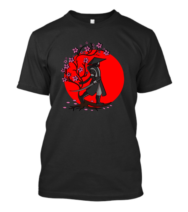 Sakura Samurai Cherry Blossom Warrior Red Sun T-Shirt