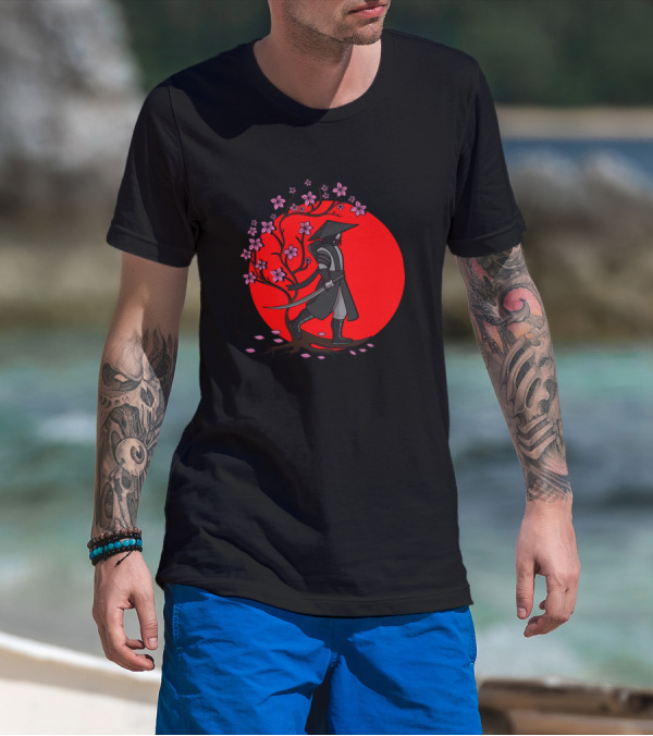 Sakura Samurai Cherry Blossom Warrior Red Sun T-Shirt