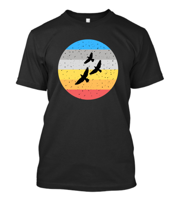 Three Birds In Flight Retro Sunset Circle T-Shirt