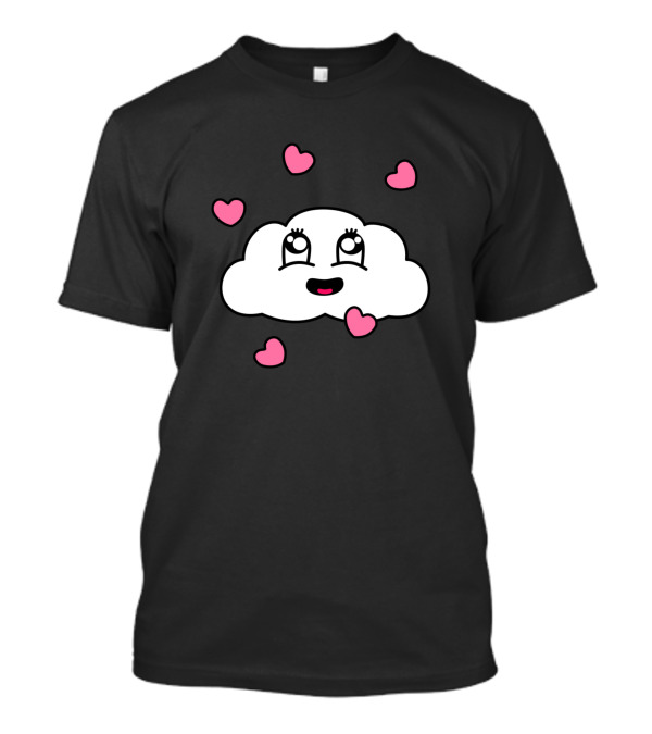 Kawaii Happy Laughing Cloud Surrounded By Pink Hearts T-Shirt