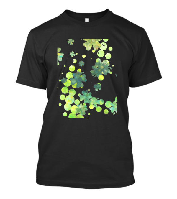 Lucky Four Leaf Clovers Pattern With Vibrant Green And Yellow Circles T-Shirt