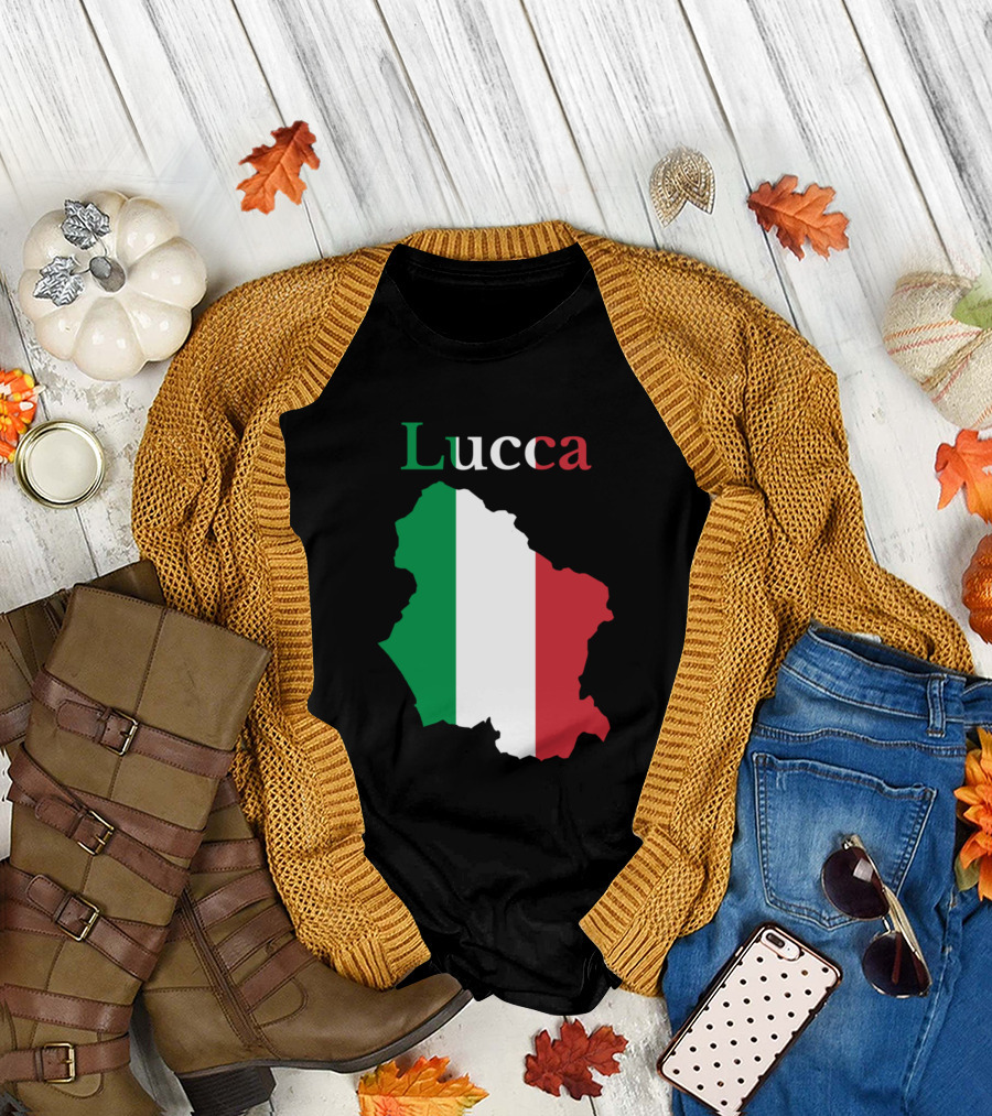 Lucca Italy Map with Italian Flag Colors T-Shirt